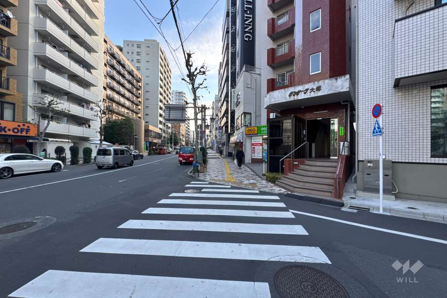 敷地の北側前面道路（西側から）