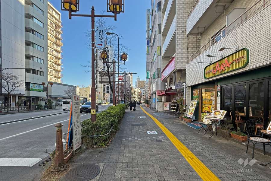 敷地の北側前面道路は都道441号線です（西側から）。