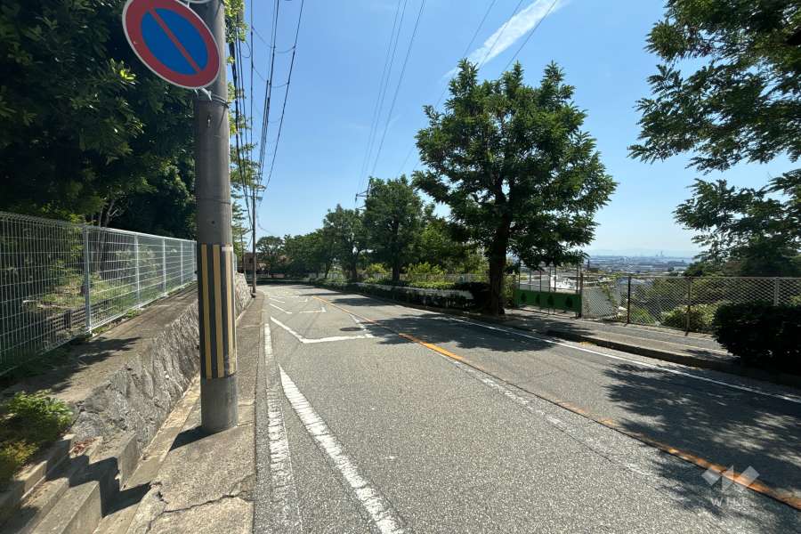 敷地南側の前面道路（西側から）