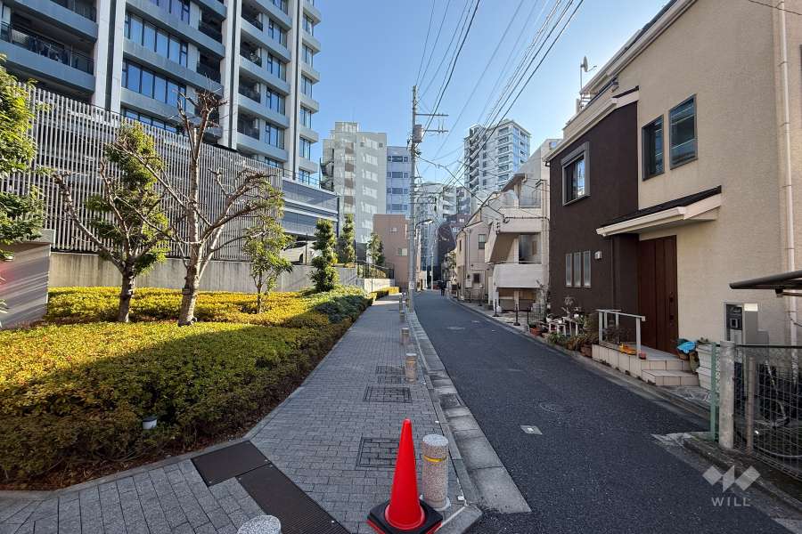 敷地の西側前面道路（北側から）