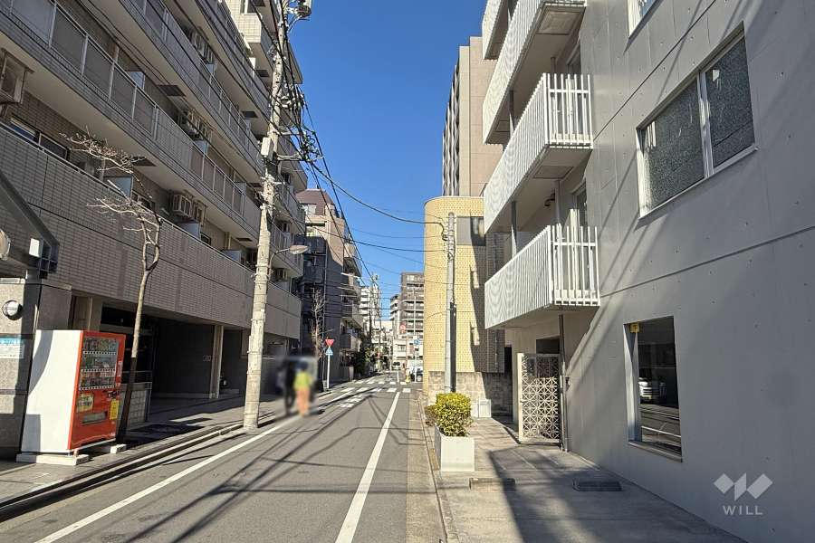 敷地西側の前面道路
