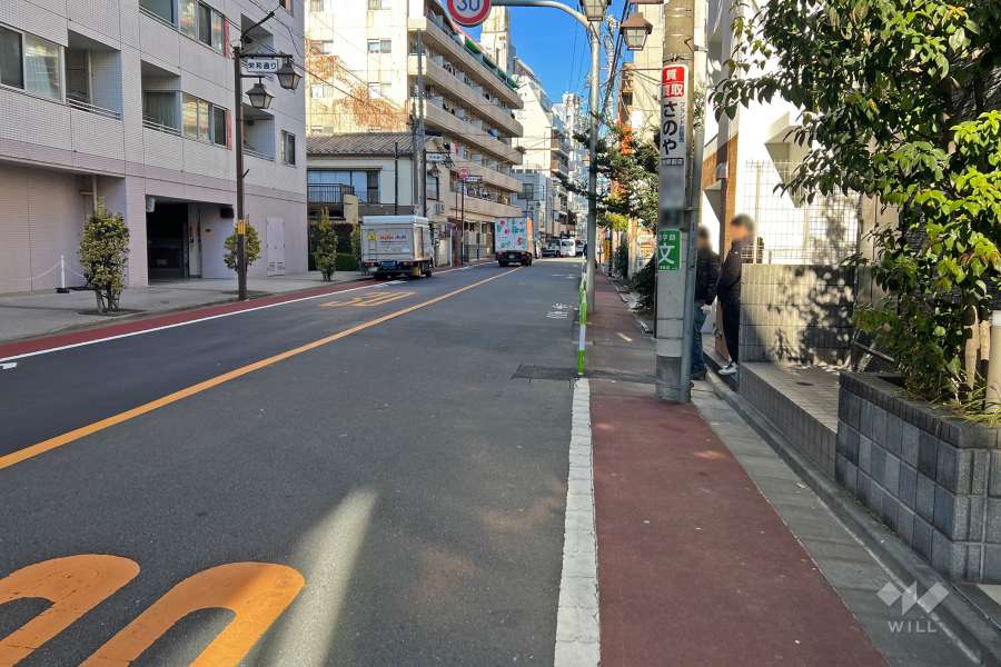 敷地西側の前面道路（南側から）