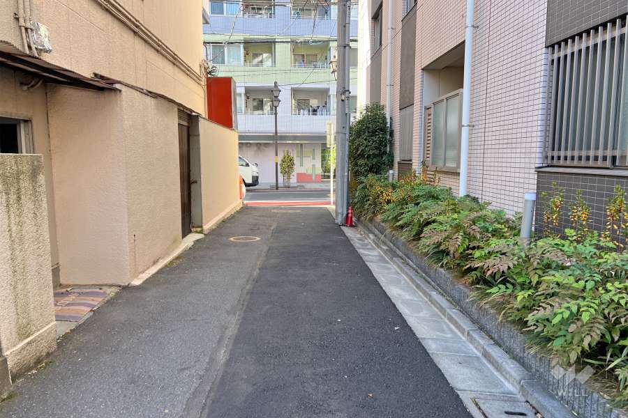 敷地南側の前面道路（東側から）