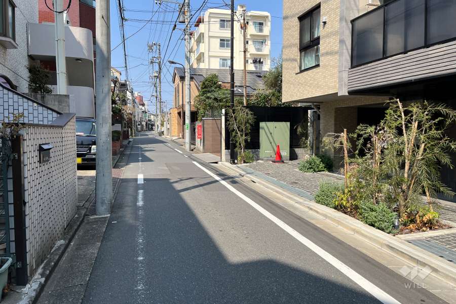 敷地の南側前面道路（東側から）