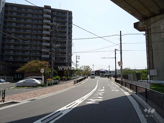 敷地西側の前面道路