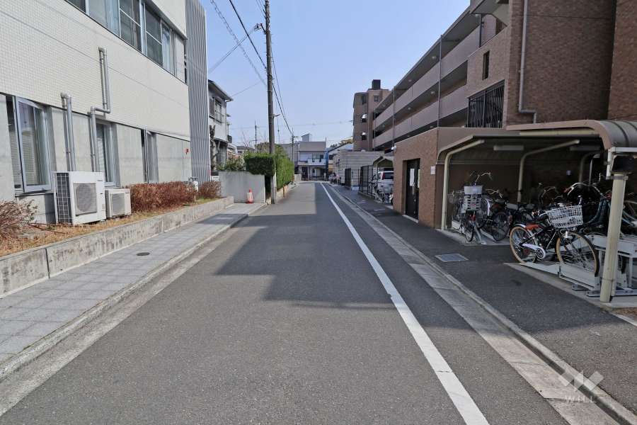 敷地北側の前面道路(西側から)