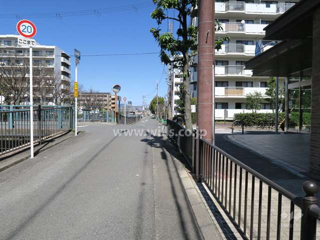 敷地西側の前面道路（南側から）