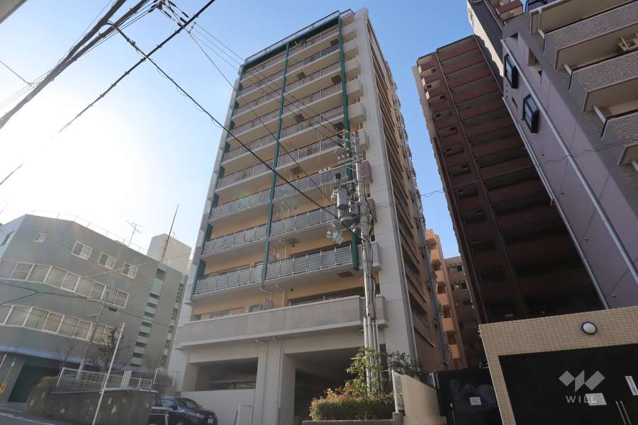 プレステージ四天王寺ラフィースの外観（北東側から）