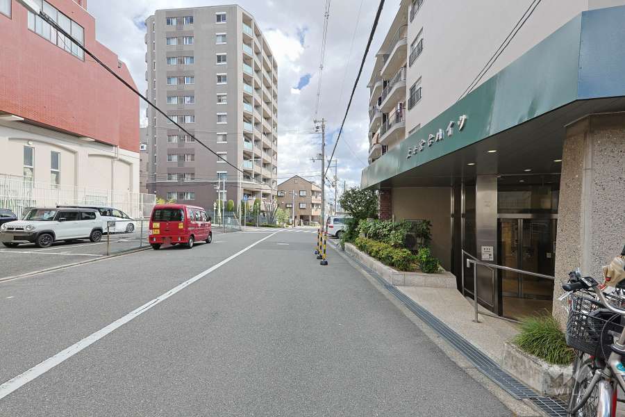 敷地の北側前面道路（西側から）