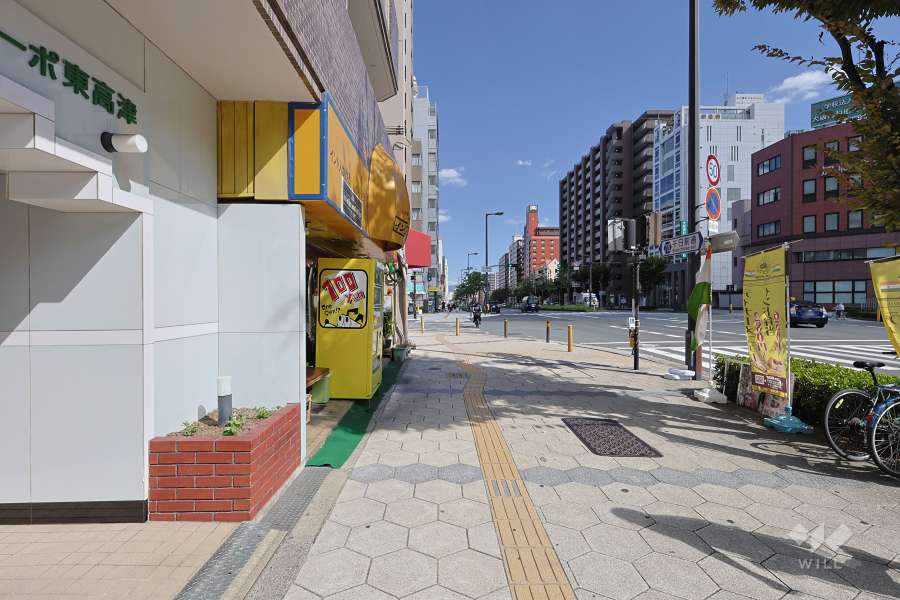 敷地の南側前面道路（西側から）