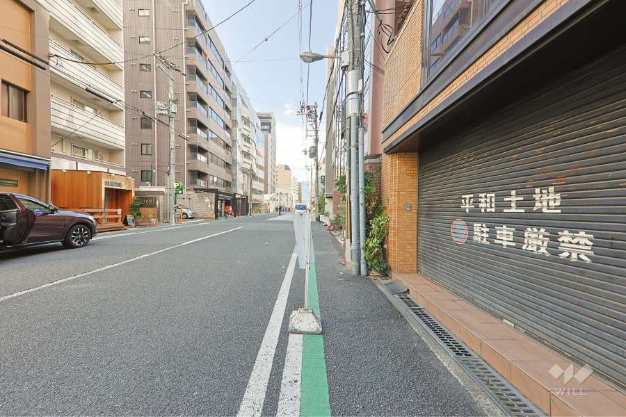 敷地の東側前面道路（北側から）