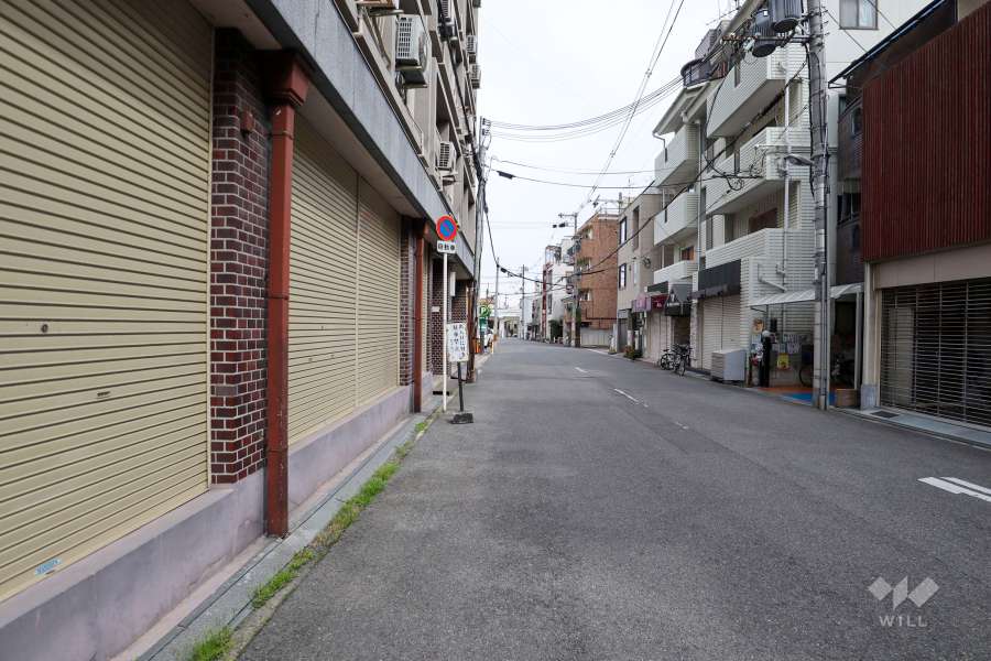 敷地南側の前面道路（西側から）