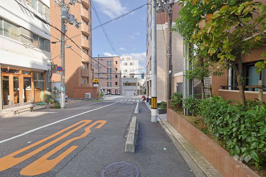 敷地北側の前面道路（西側から）