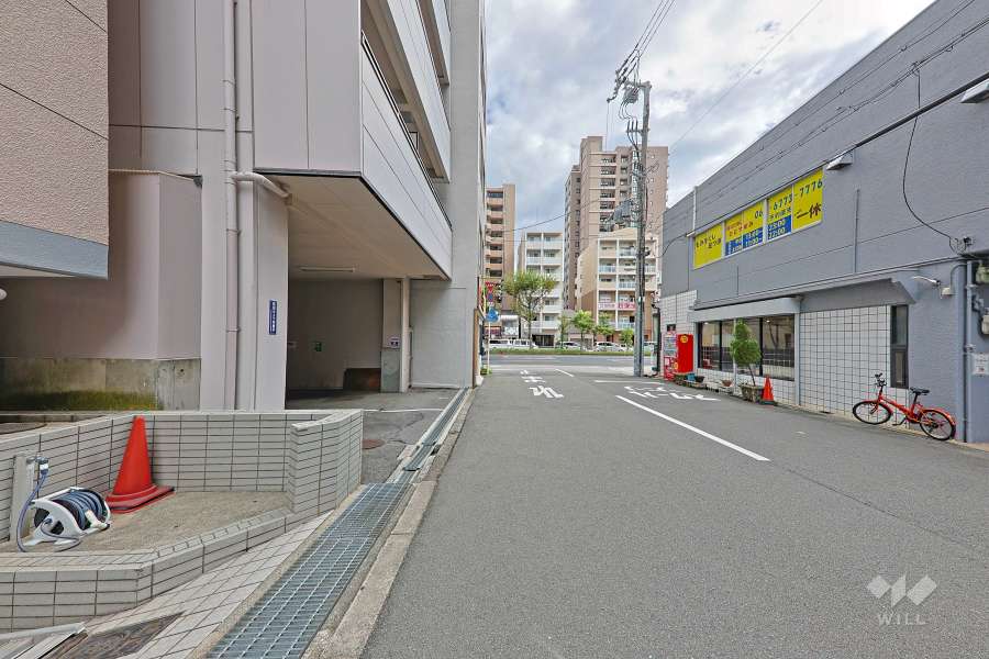 敷地の南側前面道路（西側から）