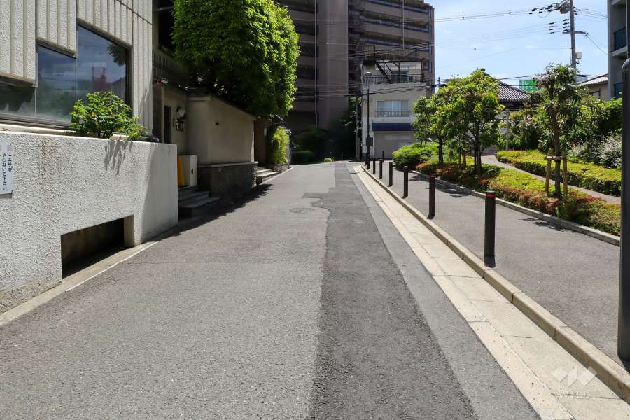 敷地東側の前面道路（北側から）