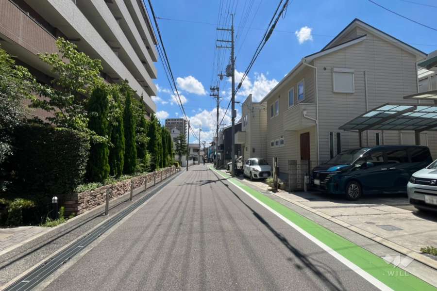 敷地南側の前面道路(西側から)