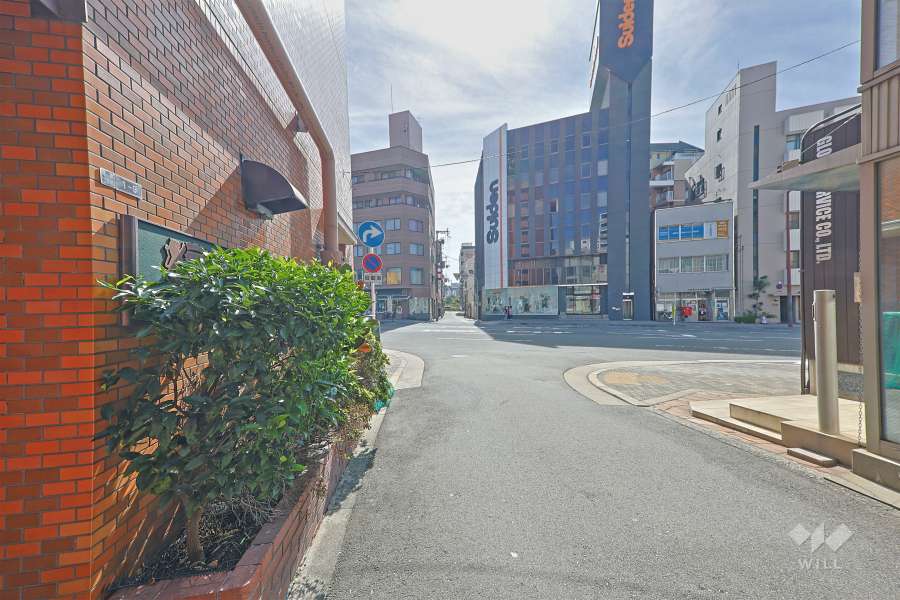 敷地の南側前面道路は奈良街道（国道25号）です（西側から）。