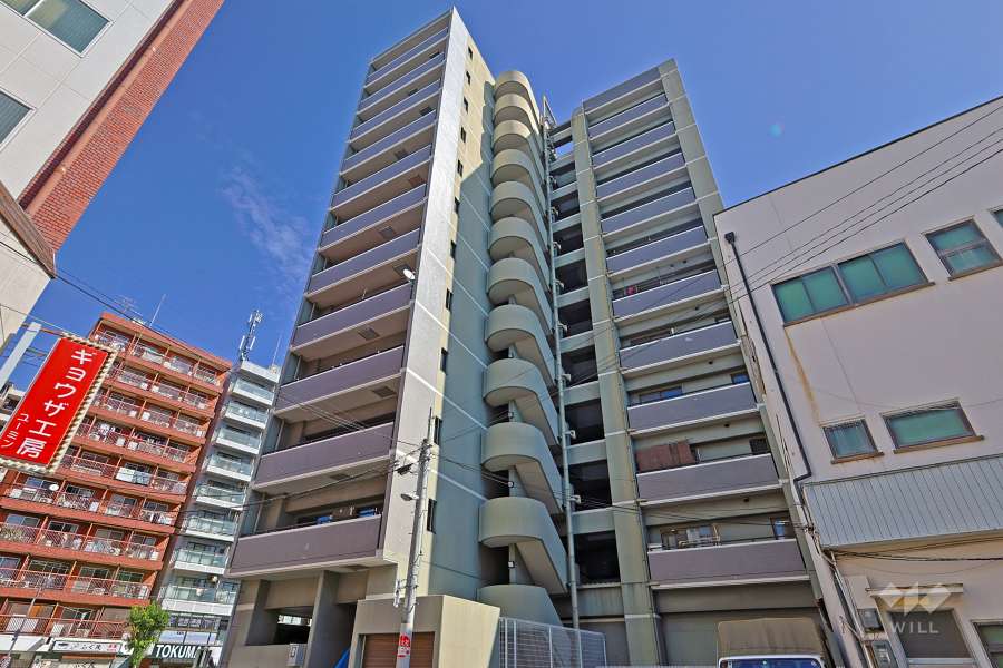 プレサンス玉造駅前ルージュの外観（南西側から）