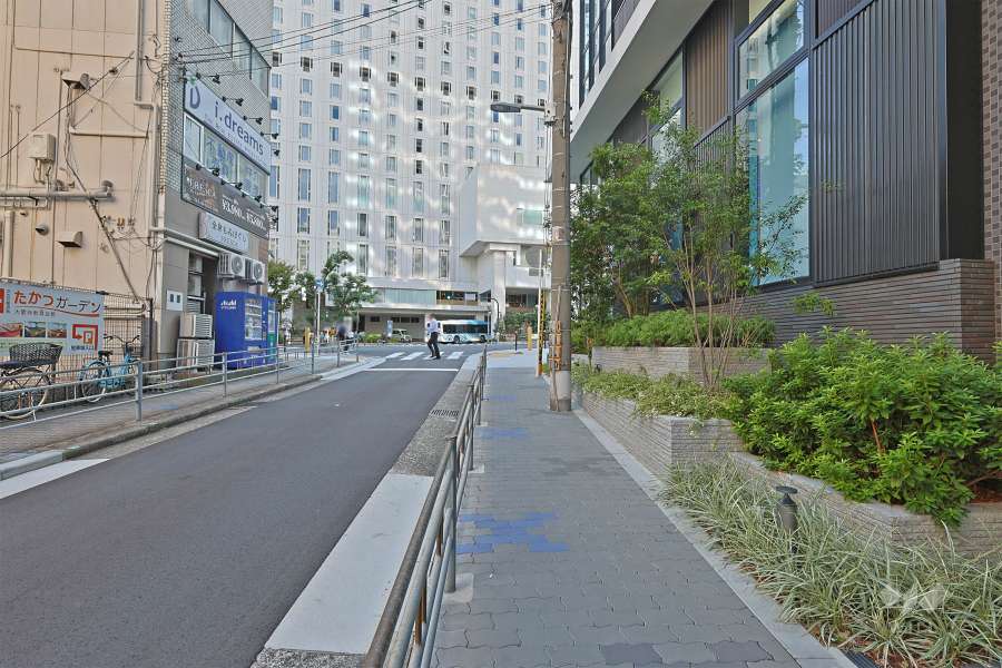 敷地東側の前面道路（北側から）