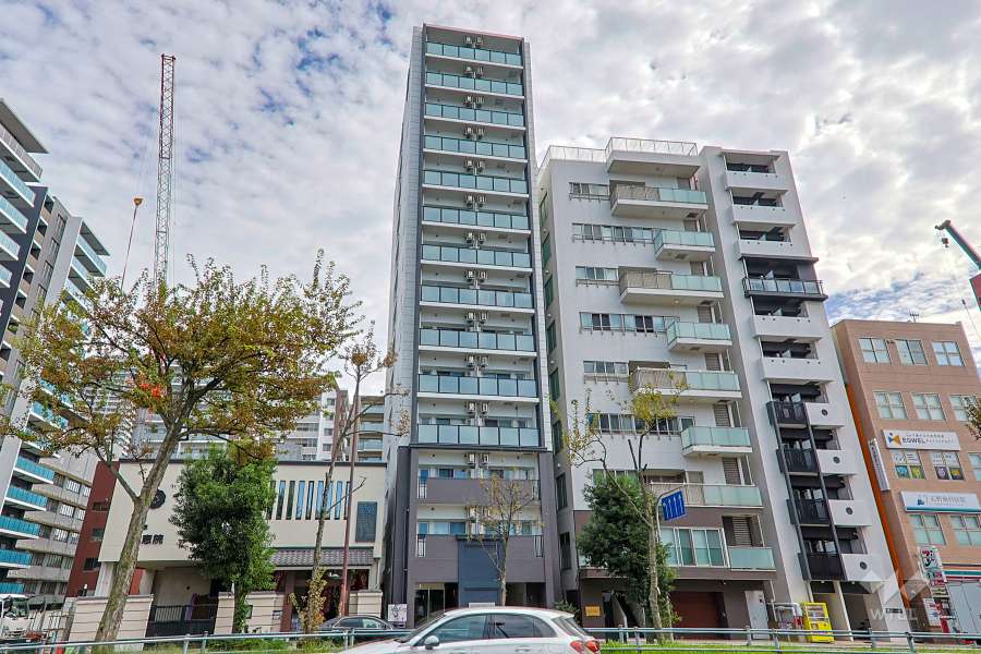 エステムコート谷町九丁目の外観（北西側から）