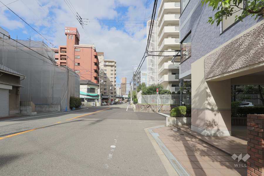 敷地西側の前面道路