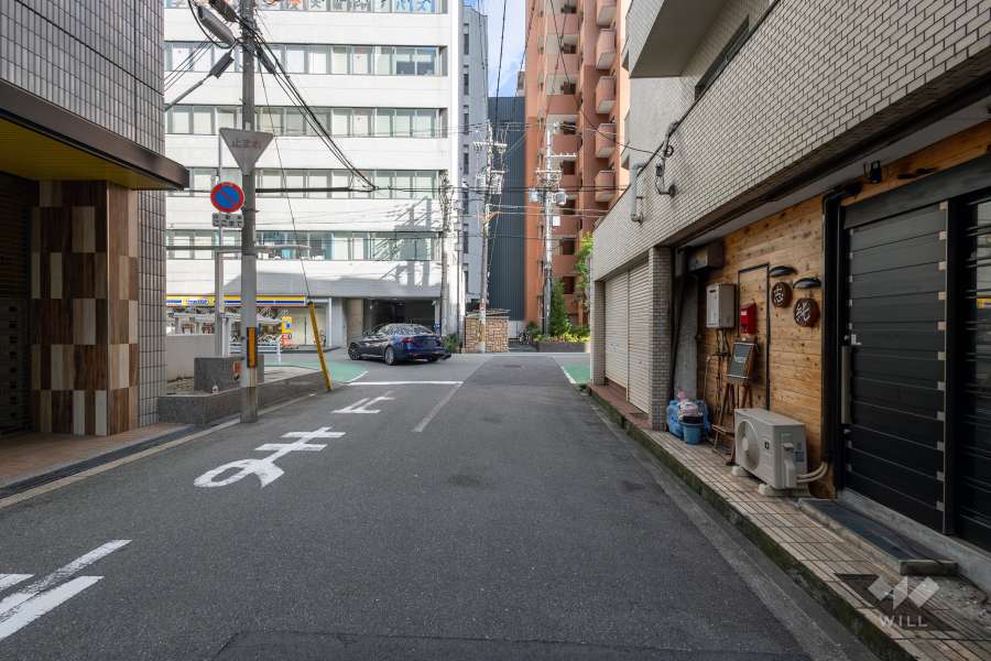 敷地の北側前面道路（西側から）