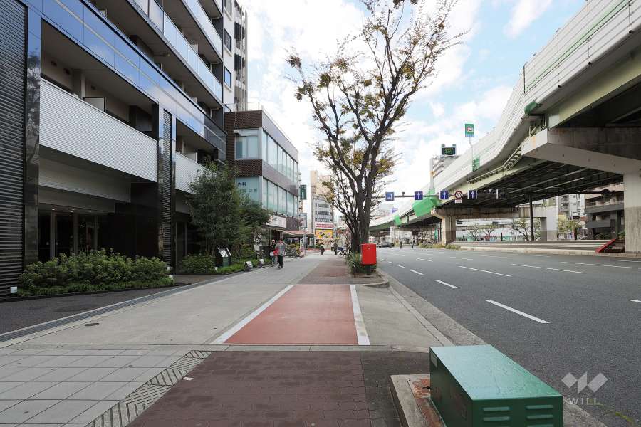 敷地の北側前面道路（西側から）