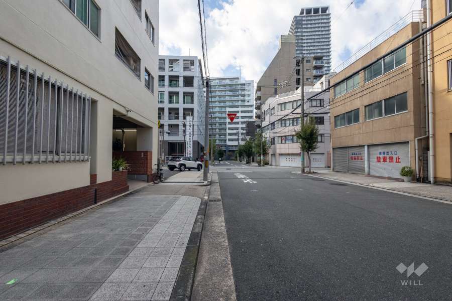敷地の北側前面道路（西側から）