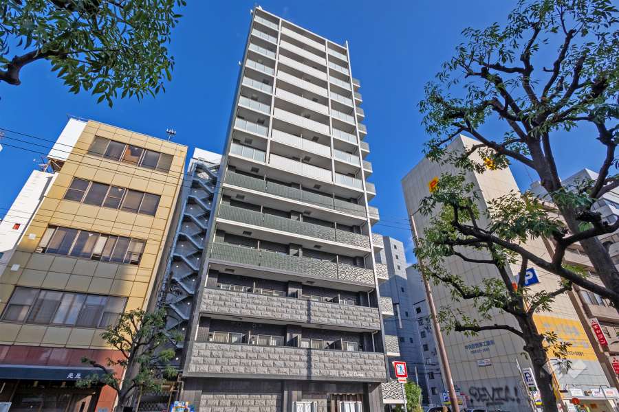 プレサンス難波駅前の外観（北西側から）