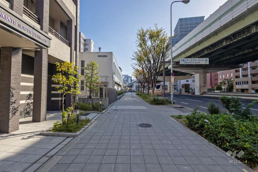 敷地南側の前面道路（西側から）