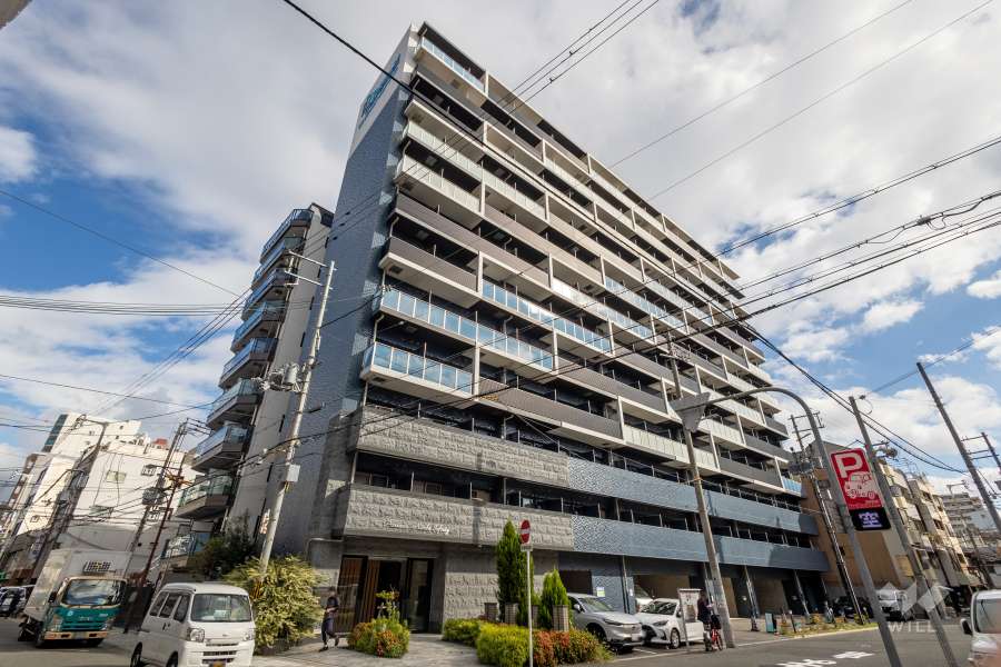 プレサンス難波インフィニティの外観（南西側から）