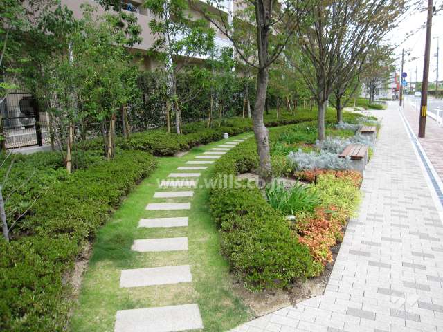 敷地の周囲には植栽スペースがたっぷりと取られています。