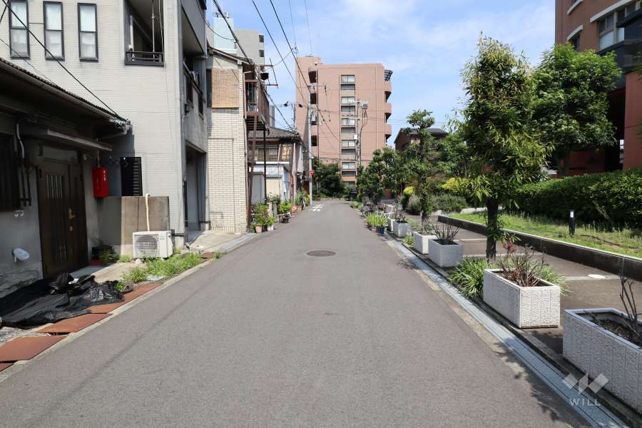 敷地北側の前面道路（西側から）