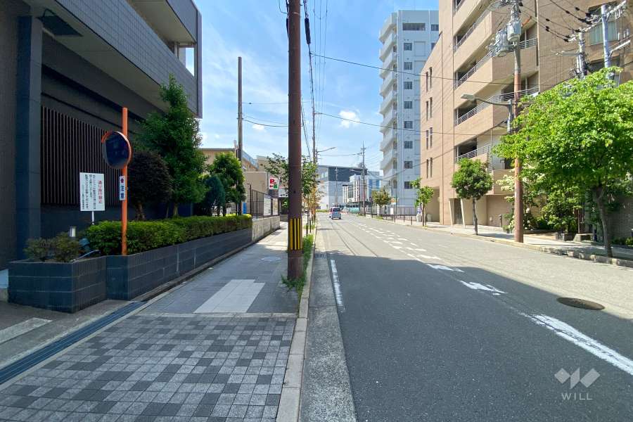 敷地西側の前面道路（北側から）