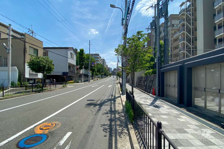 敷地北側の前面道路（西側から）