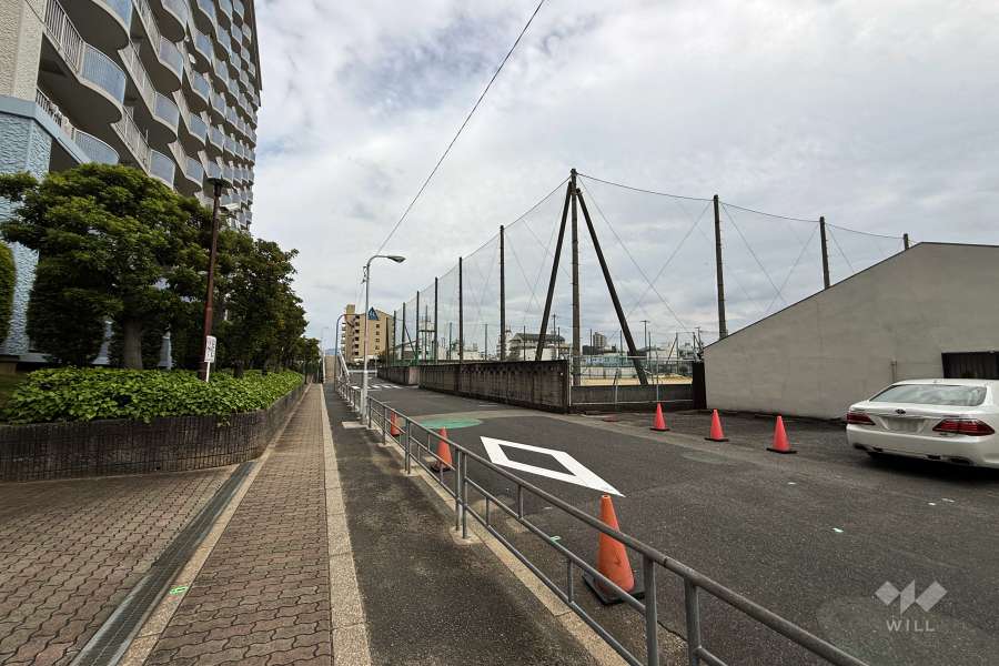 敷地南側の前面道路（西側から）