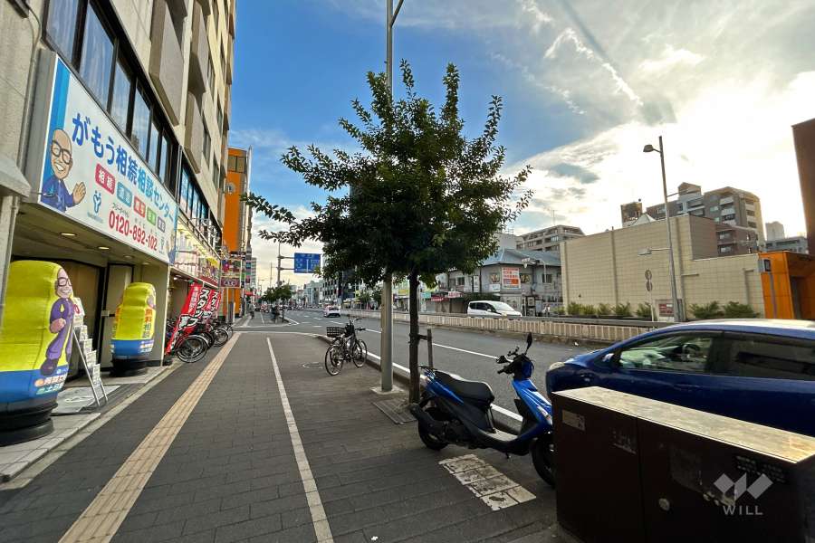 敷地西側の前面道路（北側から）