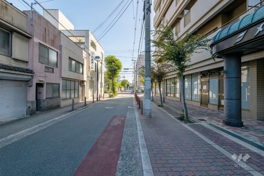 敷地の東側前面道路（北側から）