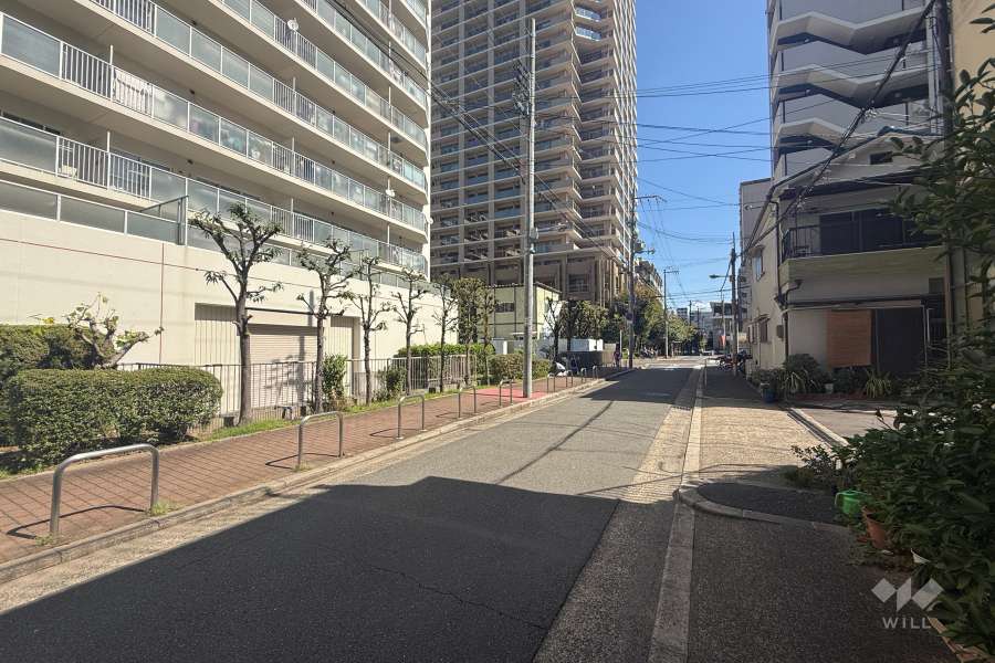 敷地南側の前面道路（西側から）