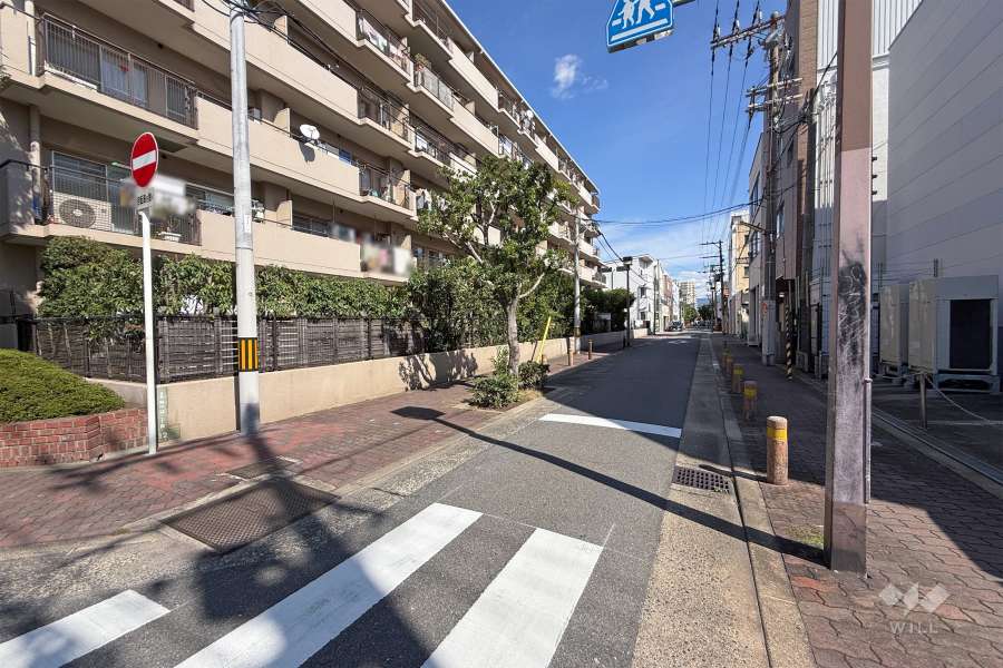 敷地南側の前面道路（西側から）
