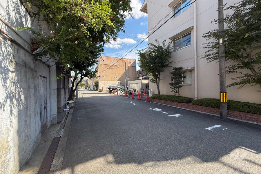 敷地北側の前面道路（西側から）
