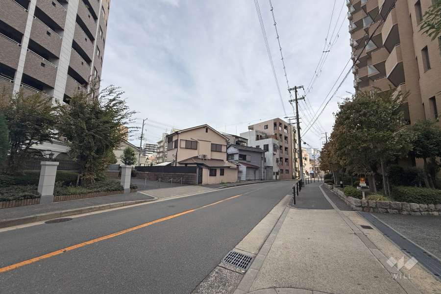 敷地南西側の前面道路（北西側から）