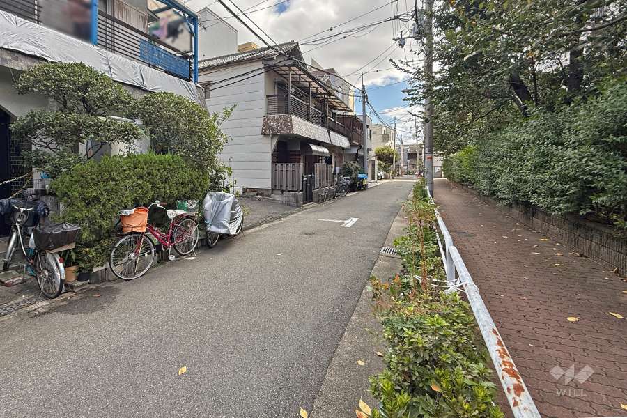 敷地北側の前面道路（西側から）