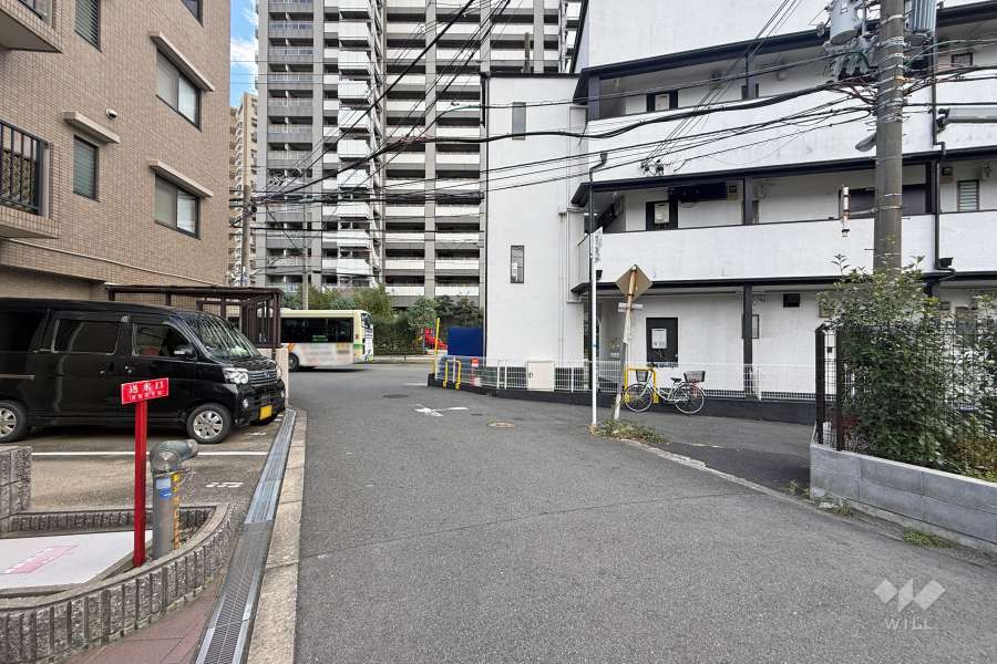 敷地西側の前面道路（北側から）