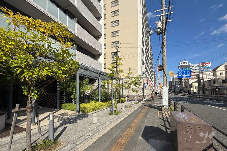 敷地南側の前面道路（西側から）