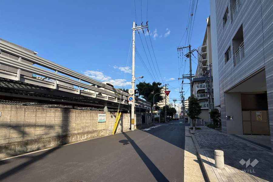 敷地北側の前面道路（西側から）