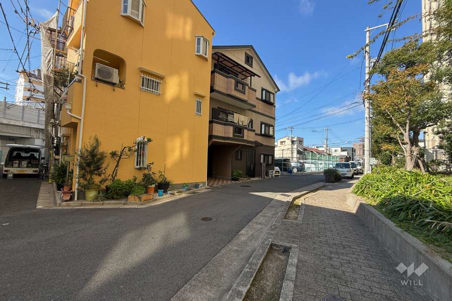 敷地南西側の前面道路（南東側から）