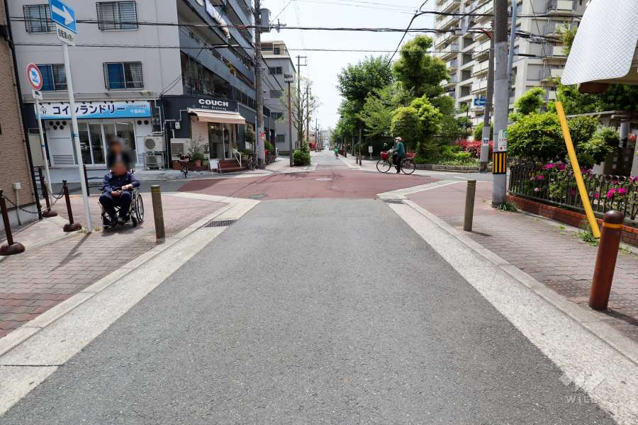 敷地東側の前面道路（北側から）