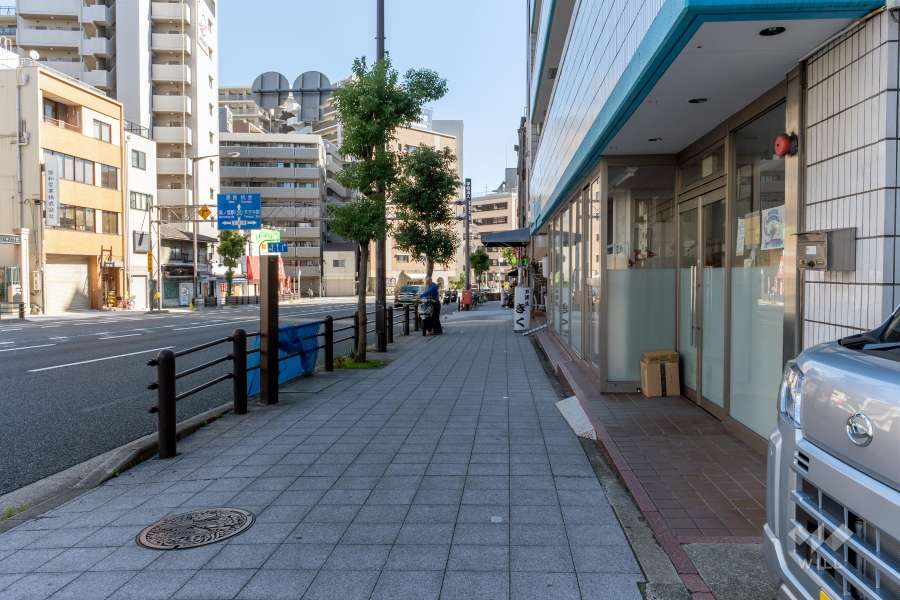 敷地南側の前面道路（西側から）