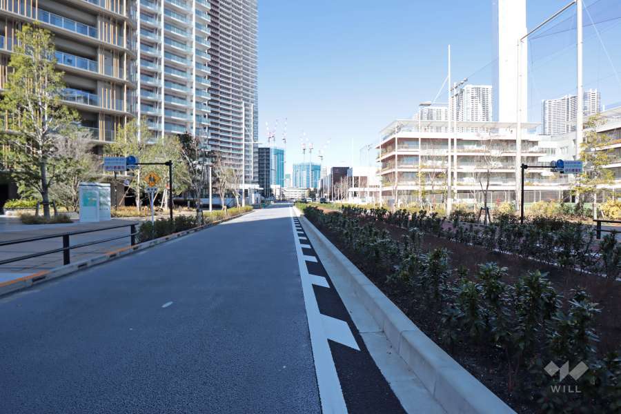 敷地北東側の前面道路(南東側から)